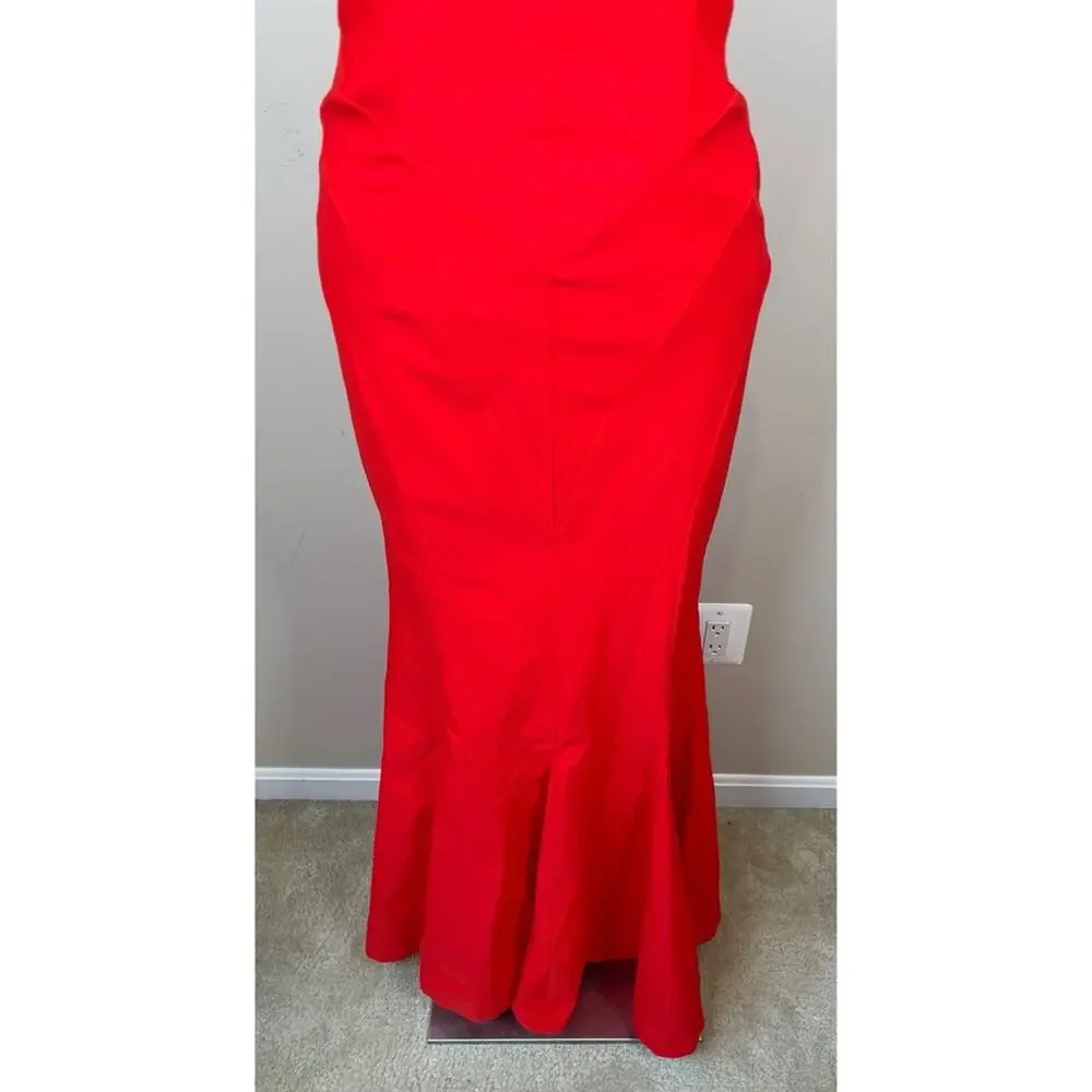 MICHAEL COSTELLO Billie Strapless Bodycon Mermaid Red Maxi Gown Size Medium - Picture 5 of 8